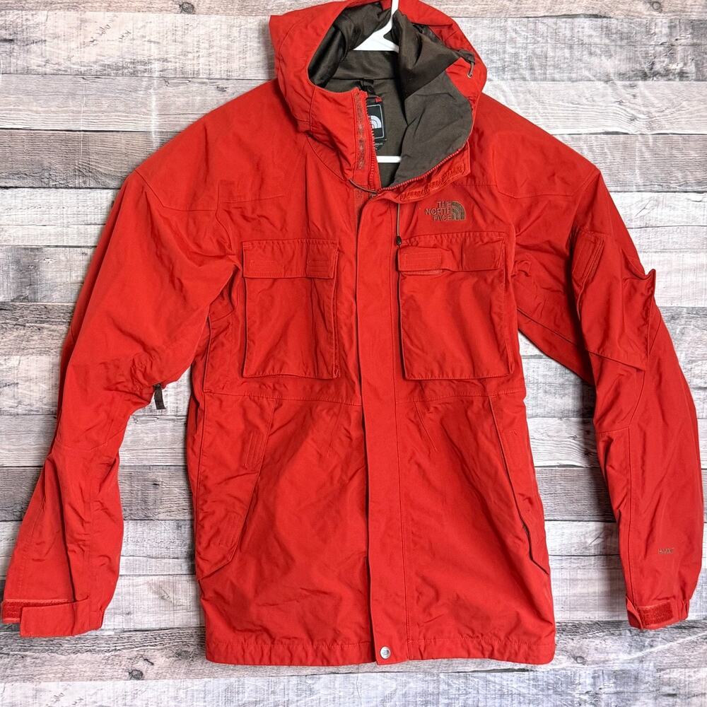 The North Face Hyvent Ski Jacket Hooded Mens Medium Orange Winter Outdoors